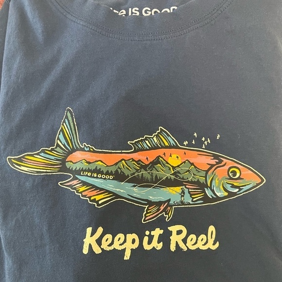 Set of 2 Life is Good Cotton T- Shirts Cowl neck, relax fit Size L - Picture 9 of 14